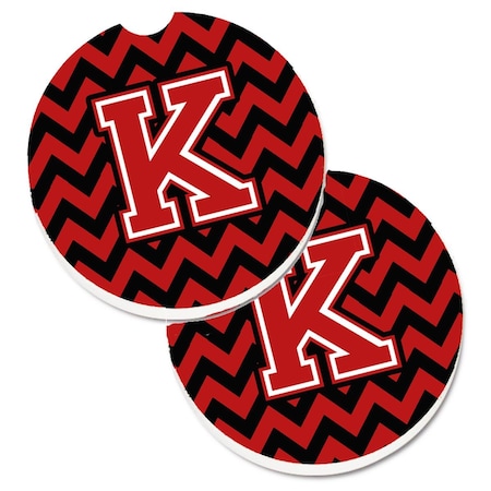 Carolines Treasures Letter K Chevron Black and Red  Cup Holder Car Coaster, PK2 CJ1047-KCARC